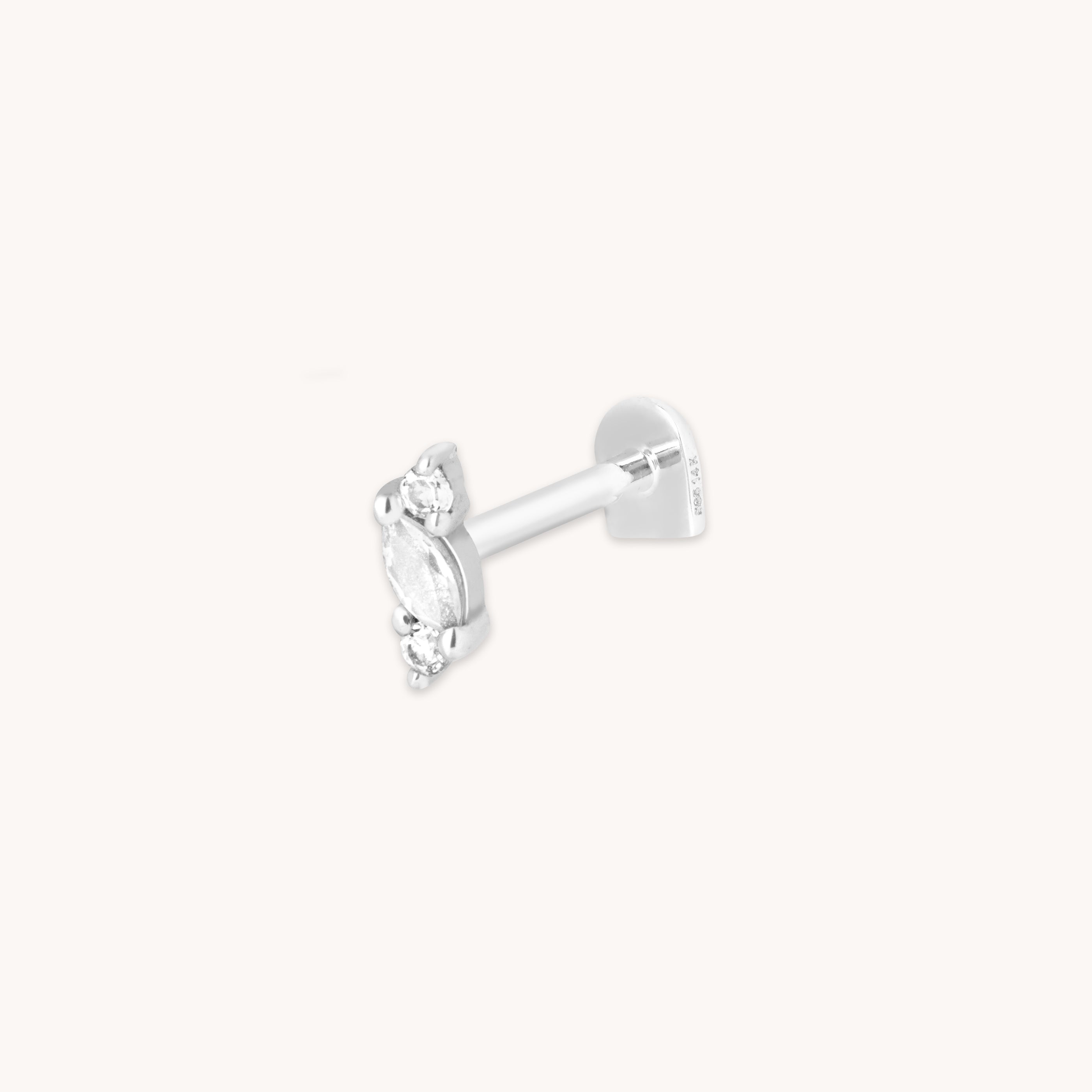 Moonstone Cluster Piercing Stud in Solid White Gold