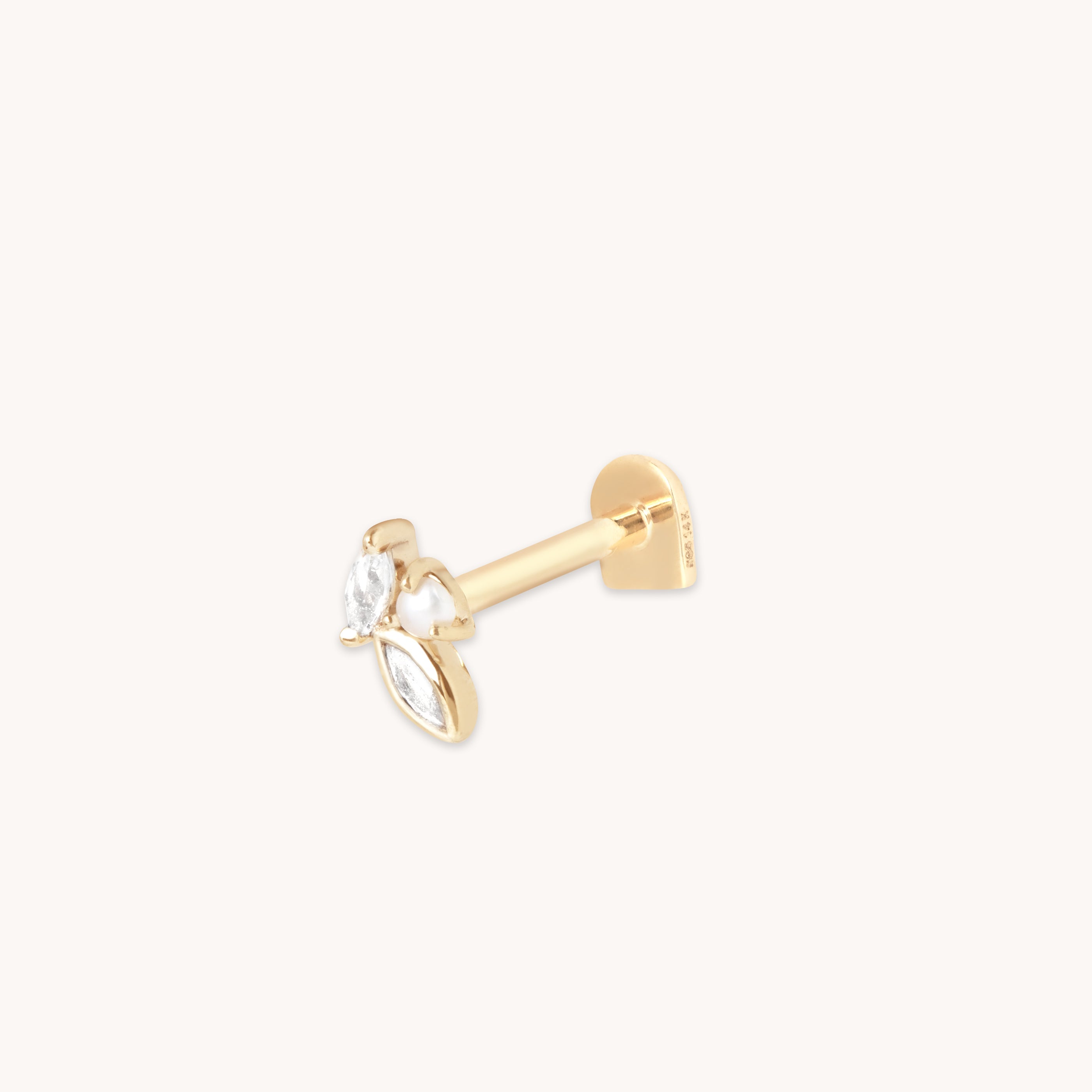 Pearl & Topaz Cluster Piercing Stud in Solid Gold