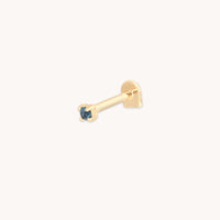 Blue Topaz Piercing Stud in Solid Gold