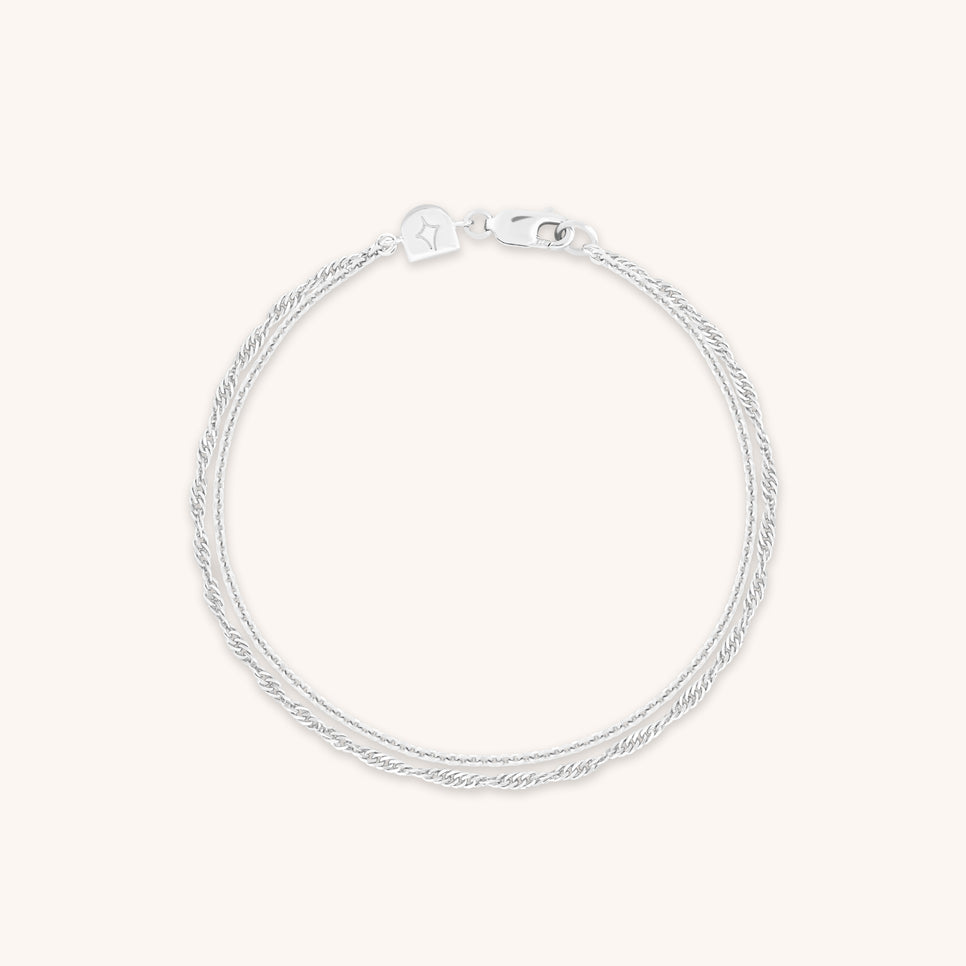 Illusion Twist Double Chain Bracelet in Silver