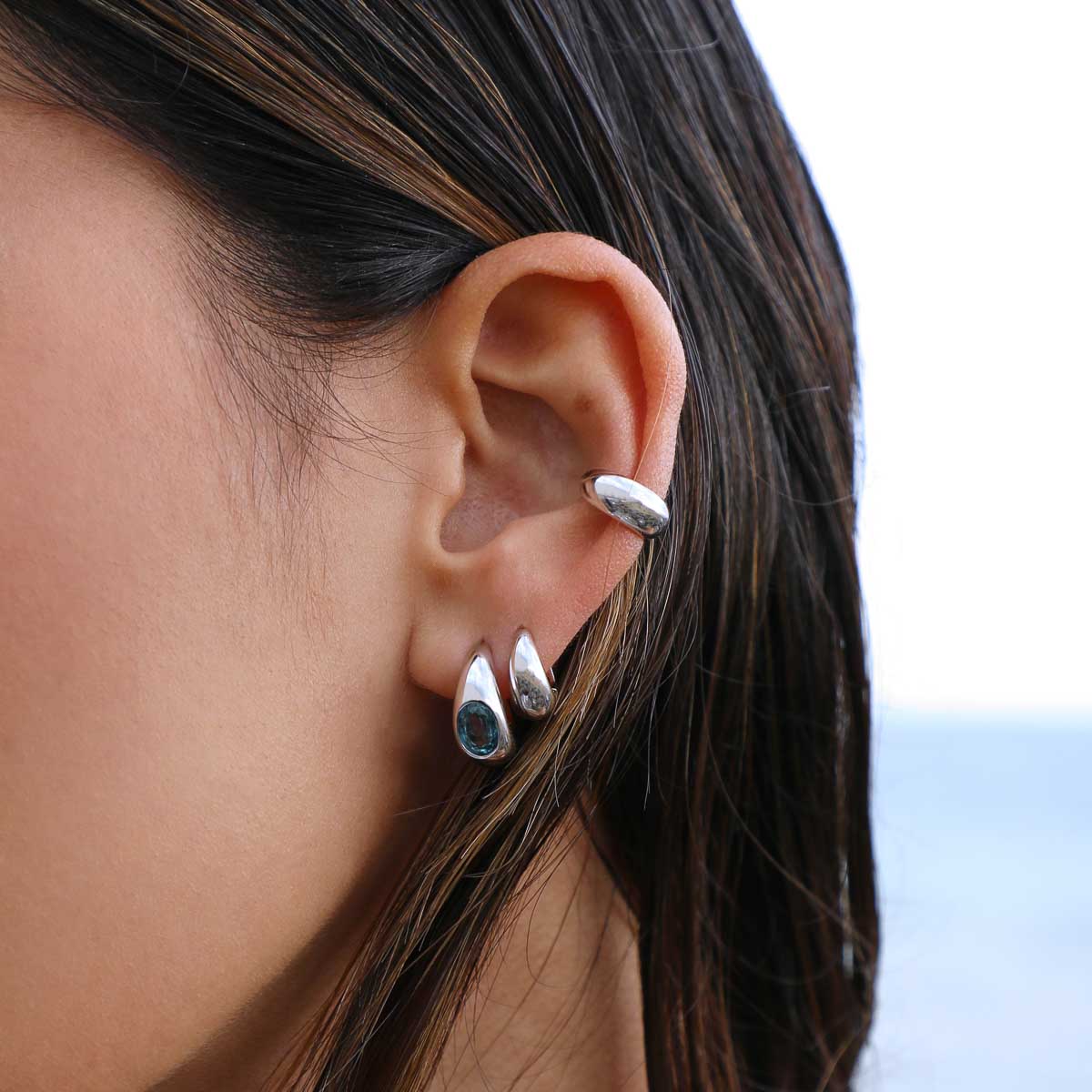 Dome Ear Cuff in Silver