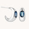 Blue Topaz Dome Hoops in Silver