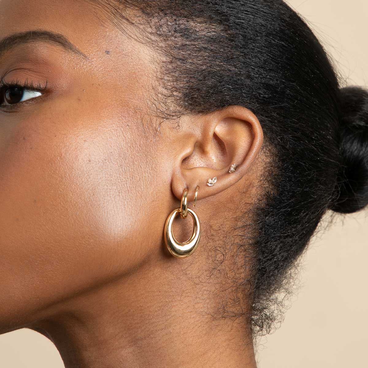 18k Gold Plated jewelry- Dome Link Hoops in Gold - Hoop Earrings - Astrid &amp; Miyu