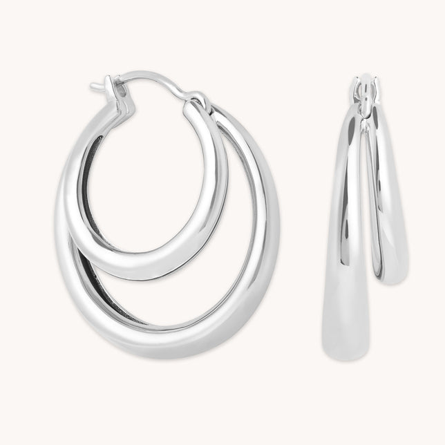 Illusion Dome Hoops in Silver