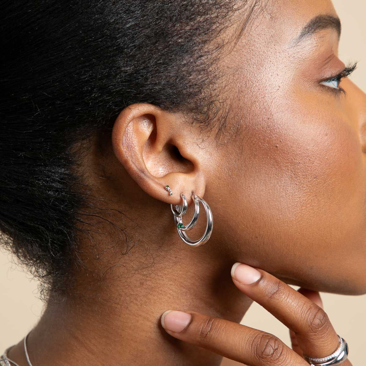 Illusion Dome Hoops in Silver