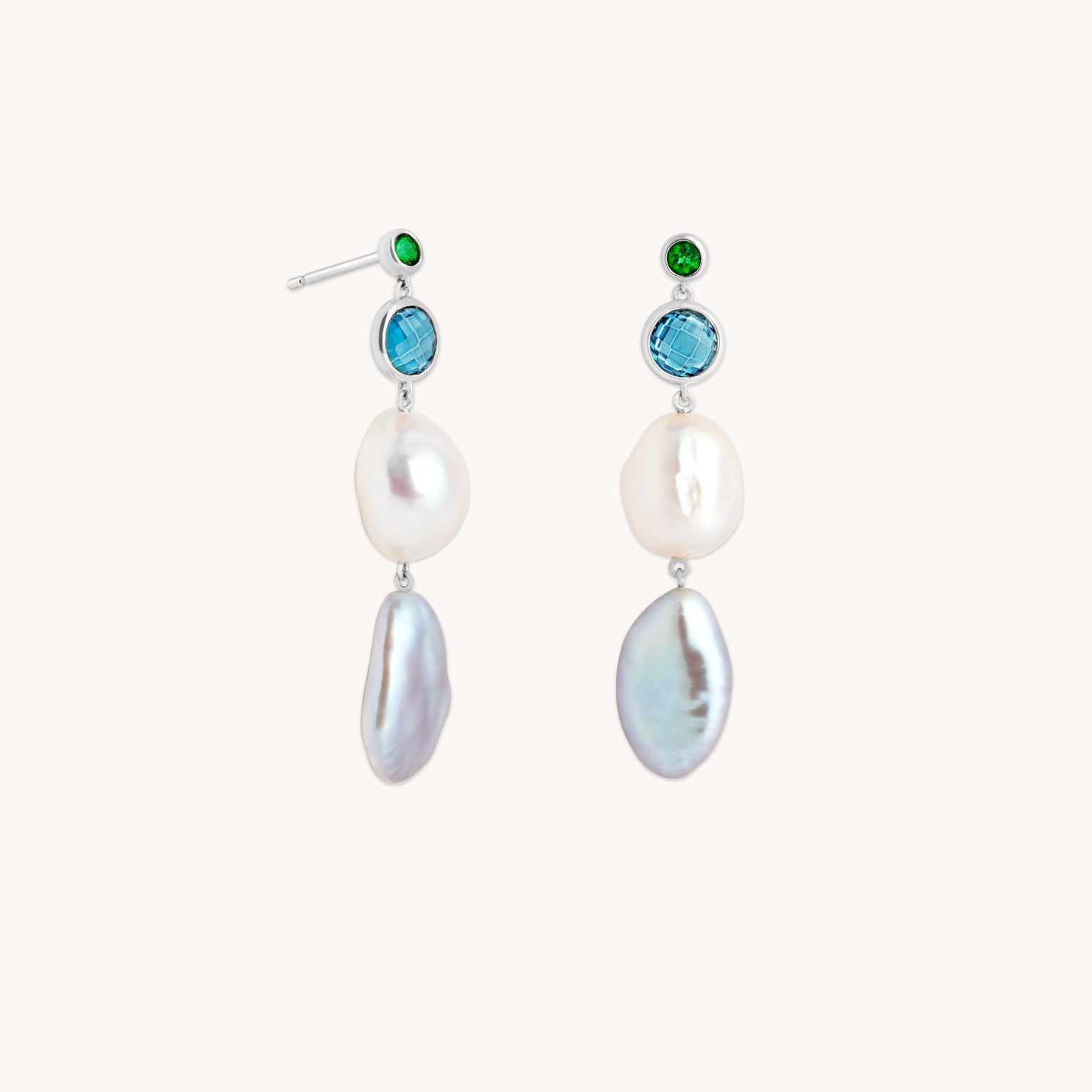 Tranquility Pearl Drop Studs in Silver
