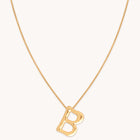 B Initial Bold Pendant Necklace in Gold