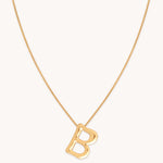 18k Gold Plated Jewellery - B Initial Bold Pendant Necklace in Gold - Pendant Necklace - Astrid &amp; Miyu