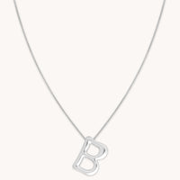 B Initial Bold Pendant Necklace in Silver