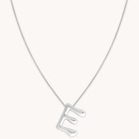 E Initial Bold Pendant Necklace in Silver