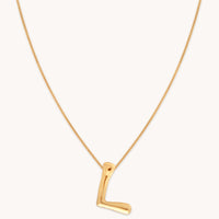 L Initial Bold Pendant Necklace in Gold