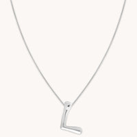 L Initial Bold Pendant Necklace in Silver