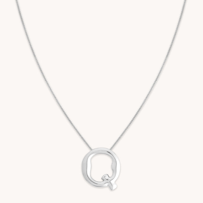 Q Initial Bold Pendant Necklace in Silver