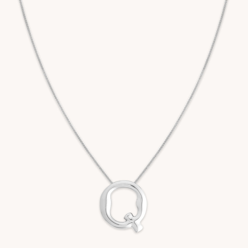 Q Initial Bold Pendant Necklace in Silver