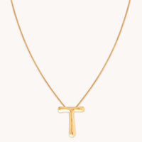 T Initial Bold Pendant Necklace in Gold