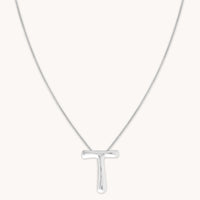 T Initial Bold Pendant Necklace in Silver