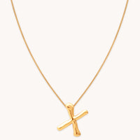 X Initial Bold Pendant Necklace in Gold