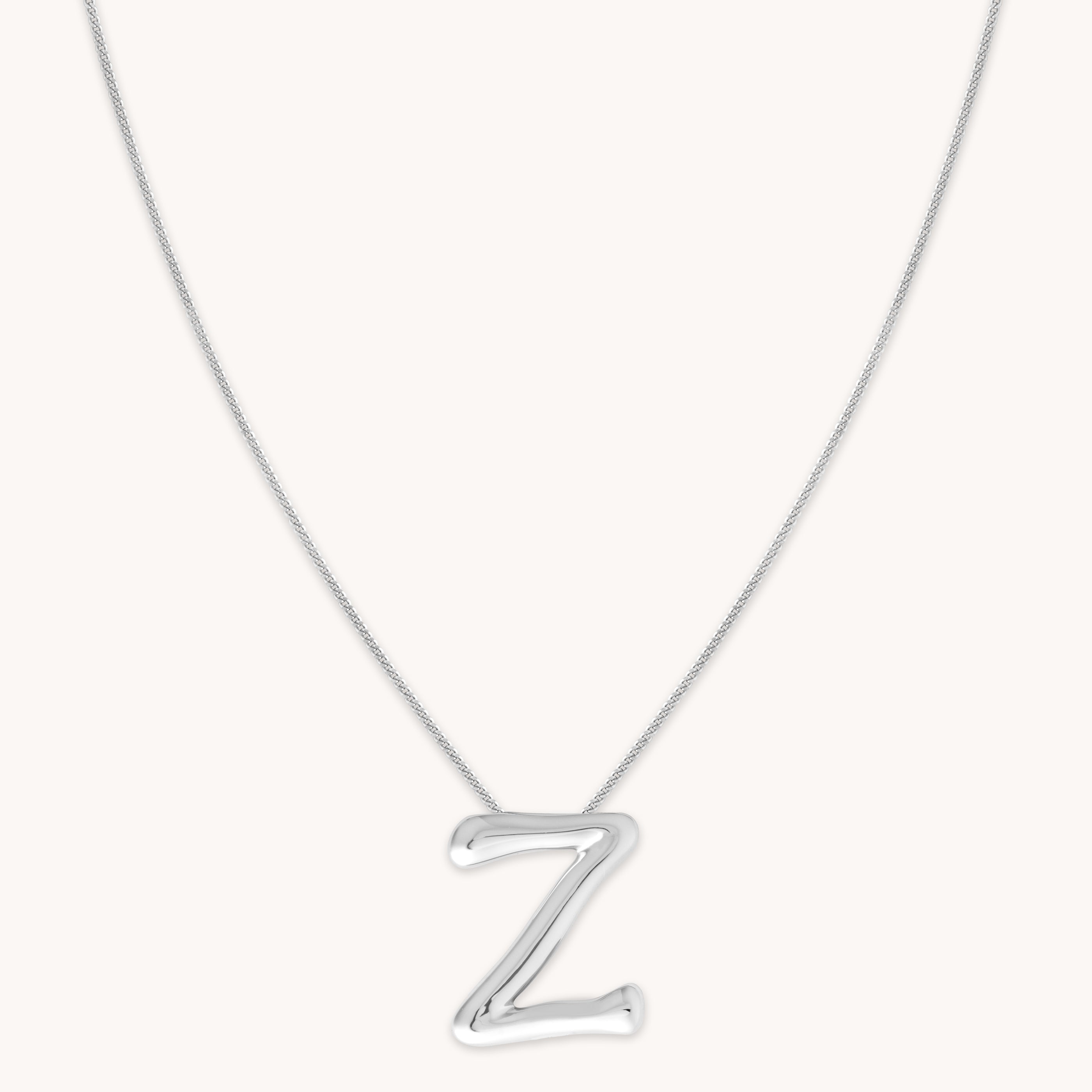 Z Initial Bold Pendant Necklace in Silver