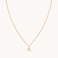 A Initial Pavé Pendant Necklace in Gold