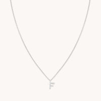 F Initial Pavé Pendant Necklace in Silver