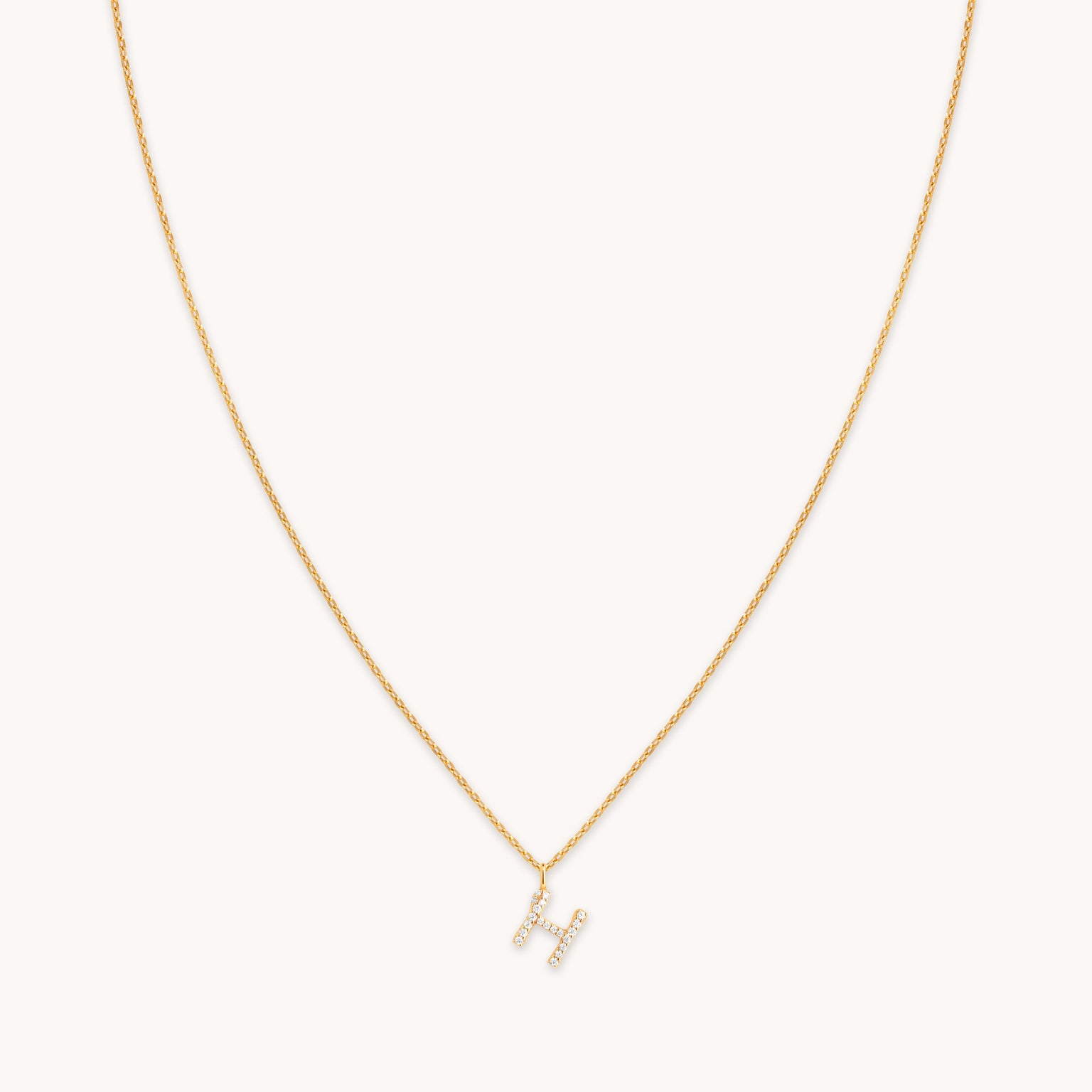 H Initial Pavé Pendant Necklace in Gold