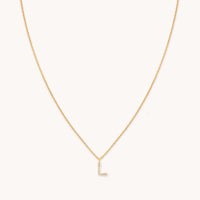 L Initial Pavé Pendant Necklace in Gold