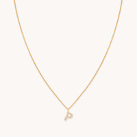 P Initial Pavé Pendant Necklace in Gold