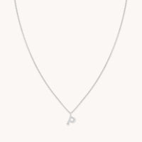 P Initial Pavé Pendant Necklace in Silver