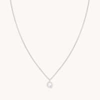 Q Initial Pavé Pendant Necklace in Silver