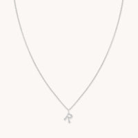 R Initial Pavé Pendant Necklace in Silver