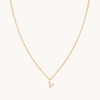 V Initial Pavé Pendant Necklace in Gold