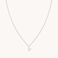 V Initial Pavé Pendant Necklace in Silver