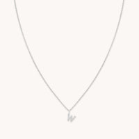 W Initial Pavé Pendant Necklace in Silver