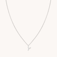 Y Initial Pavé Pendant Necklace in Silver