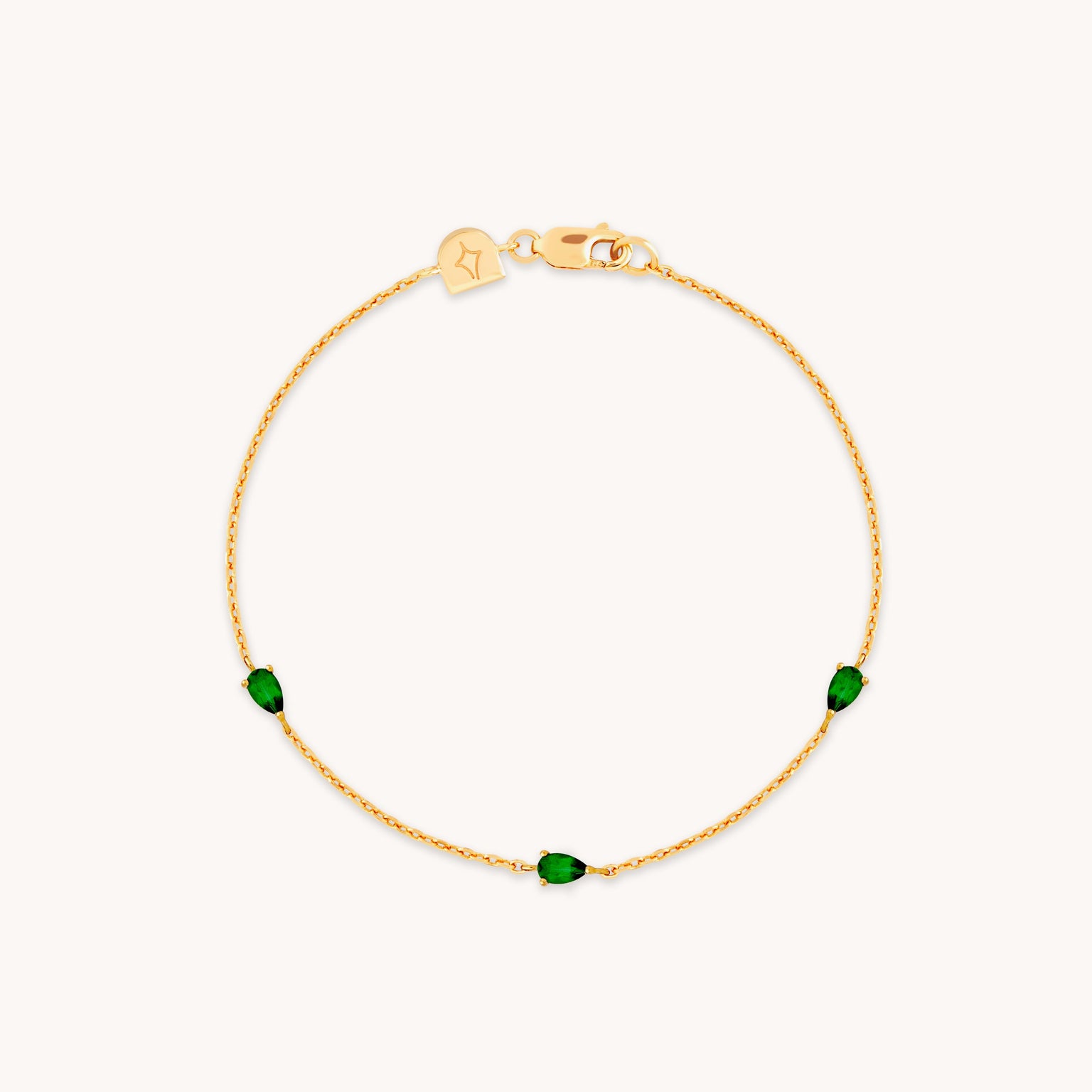 Green Topaz Charm Bracelet in Gold