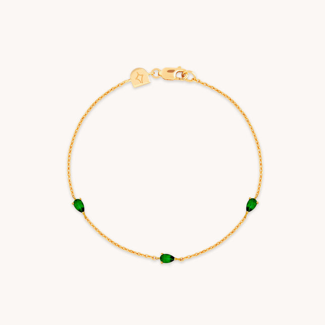 Green Topaz Charm Bracelet in Gold