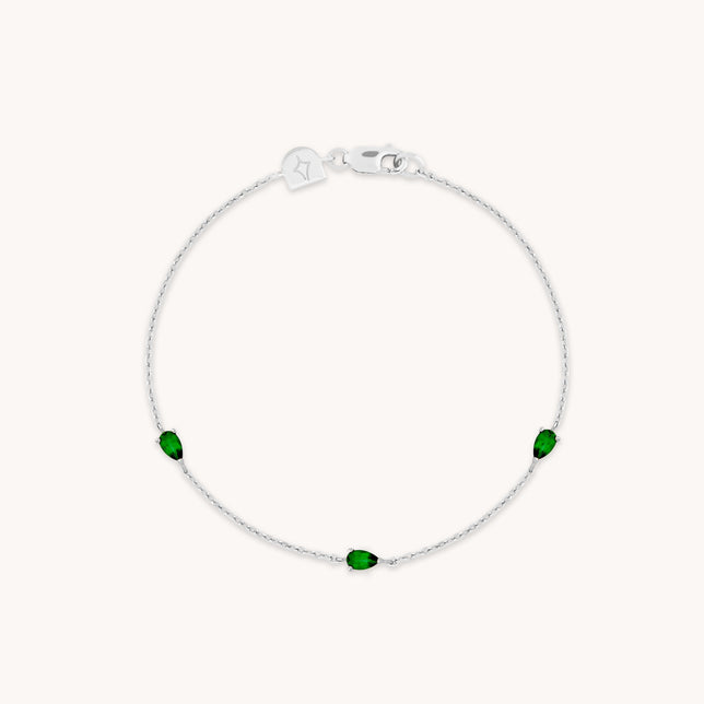 Green Topaz Charm Bracelet in Silver