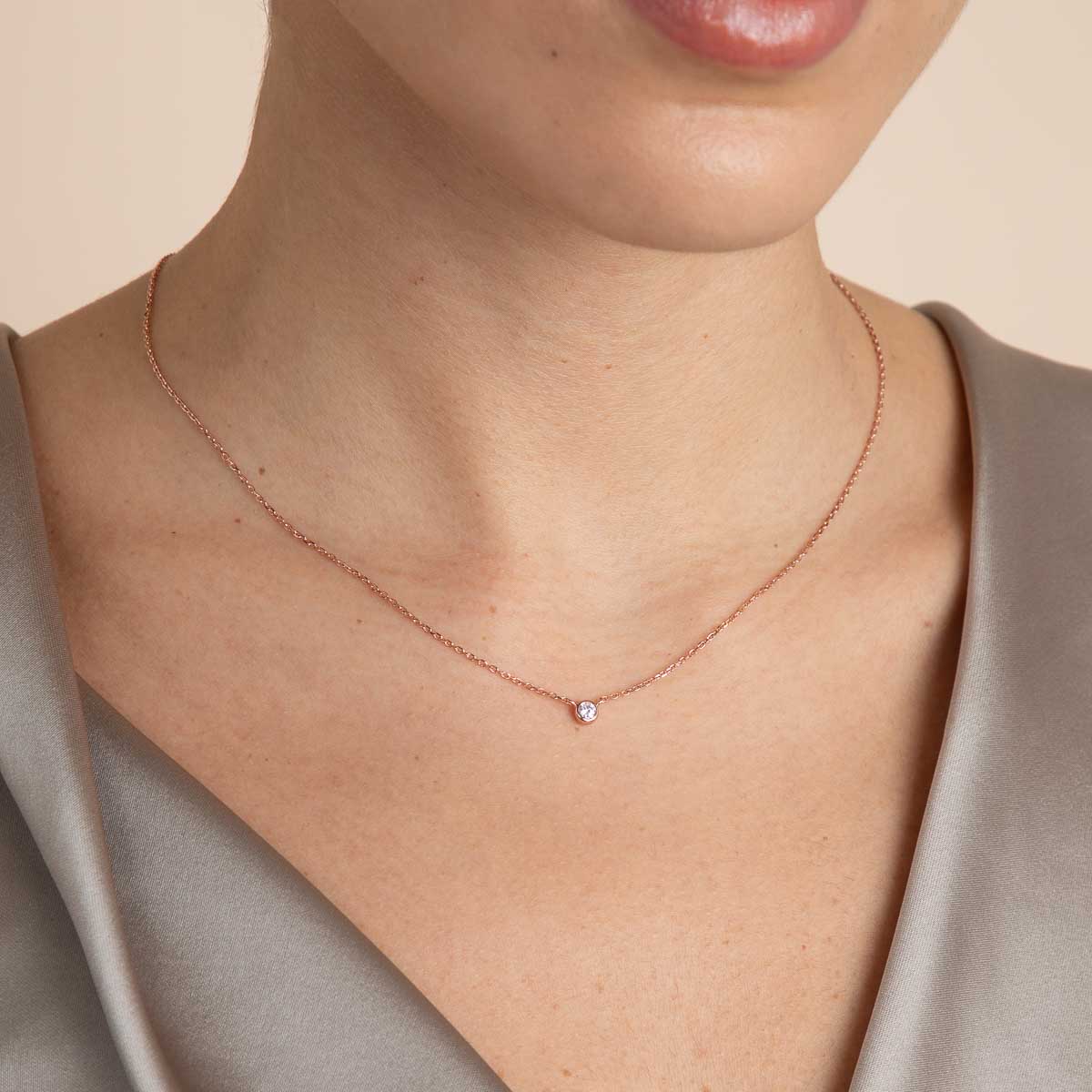 Essential Crystal Pendant Necklace in Rose Gold