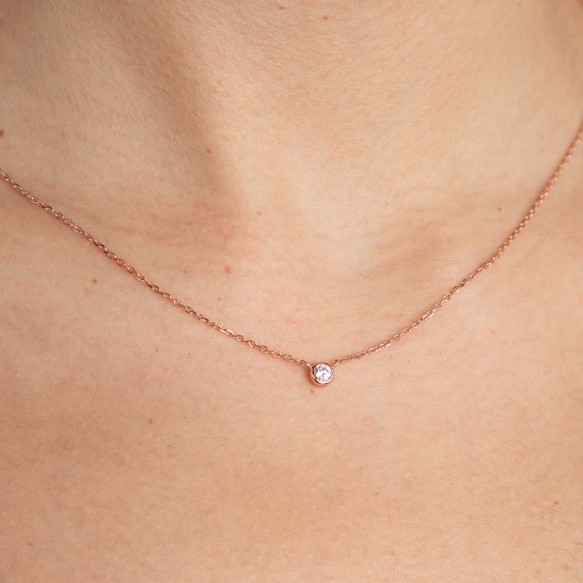 Essential Crystal Pendant Necklace in Rose Gold