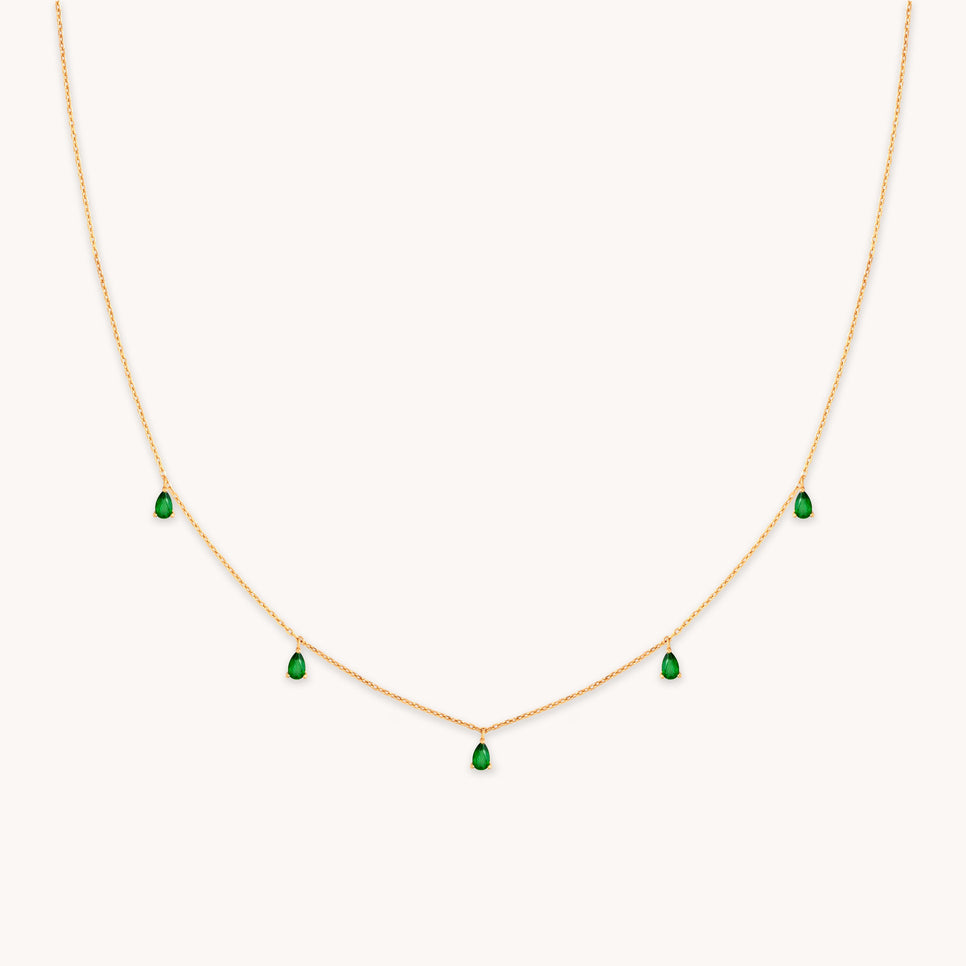 Green Topaz Charm Necklace in Gold