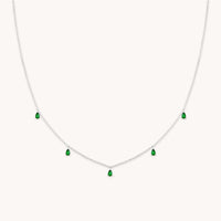 Green Topaz Charm Necklace in Silver