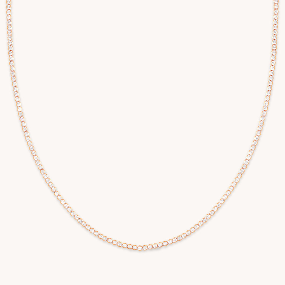 Gleam Tennis Chain Necklace in Rose Gold