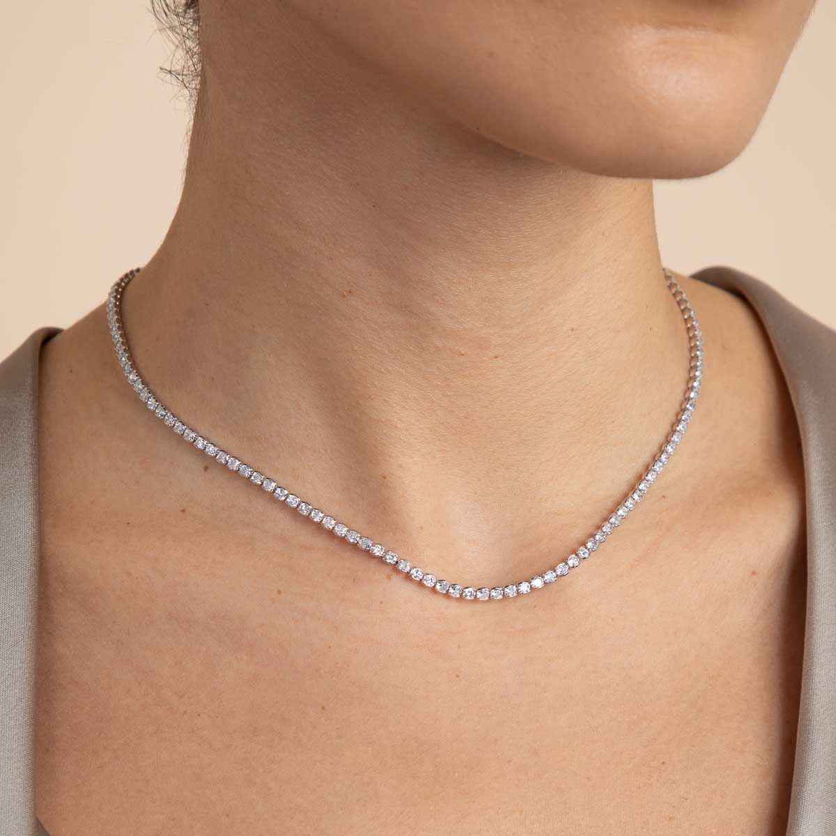 Gleam Tennis Chain Necklace in Silver