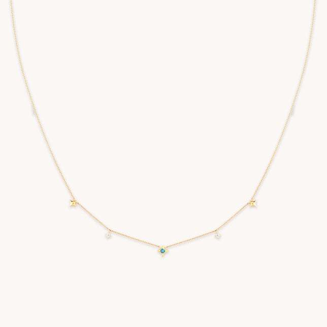 Cosmic Star Opal Charm Necklace in Solid Gold