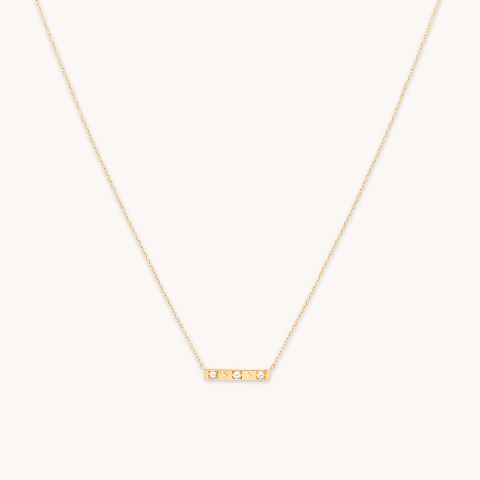 Cosmic Star Topaz Bar Necklace in Solid Gold