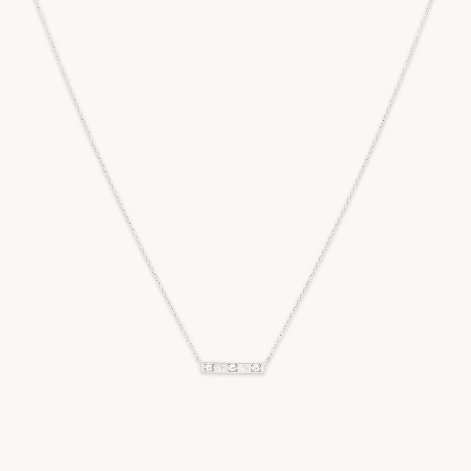 Cosmic Star Topaz Bar Necklace in Solid White Gold