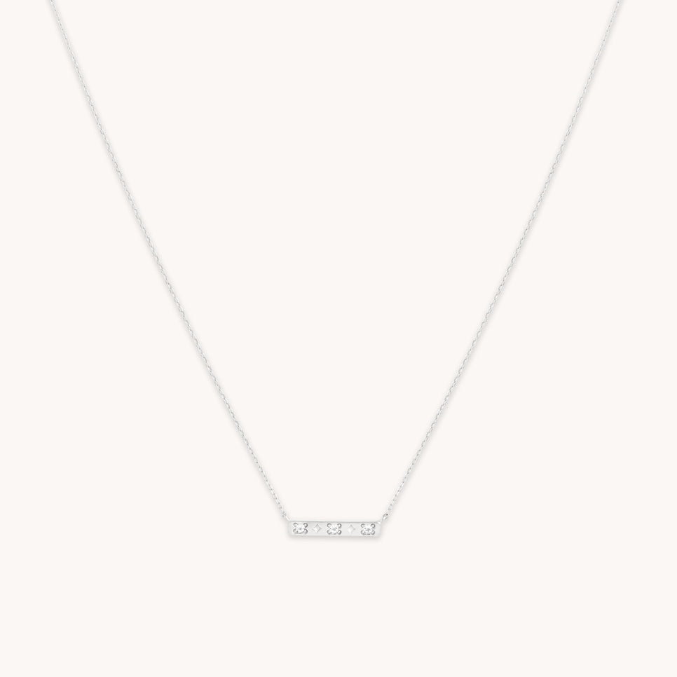 Cosmic Star Topaz Bar Necklace in Solid White Gold