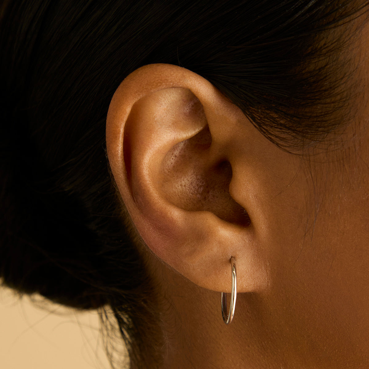 Staple Hoops in Solid White Gold