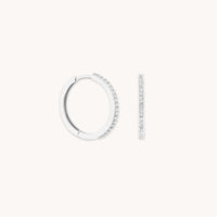 White Topaz Pavé Hoops in Solid White Gold