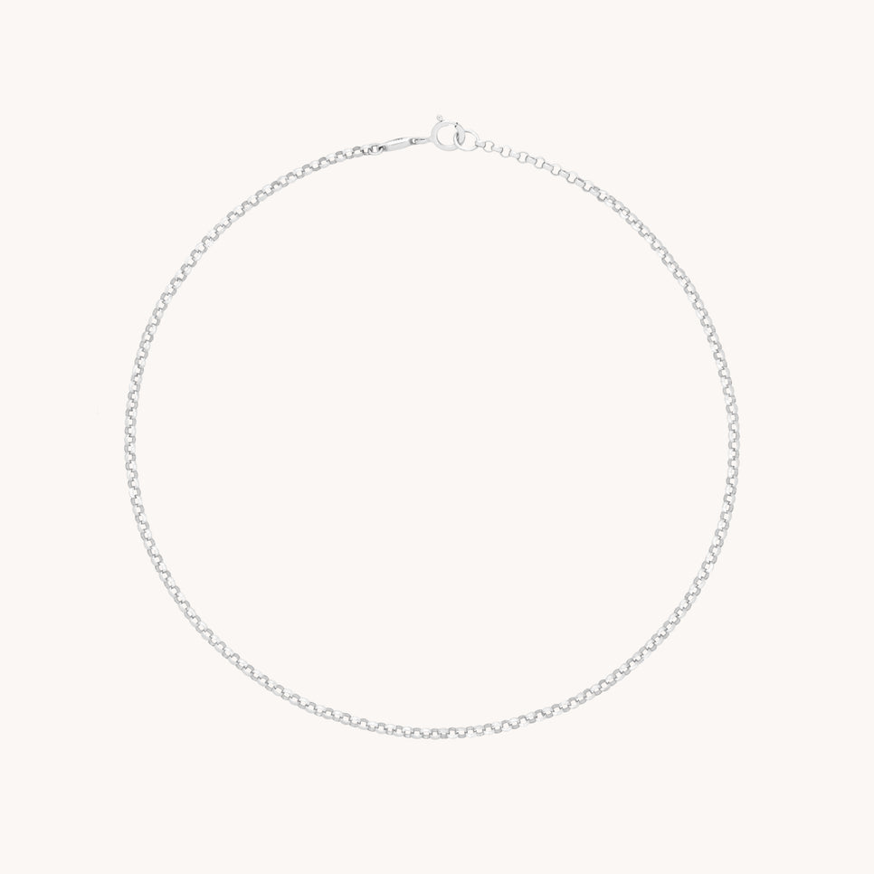 Chelsea Chain Anklet in Solid White Gold